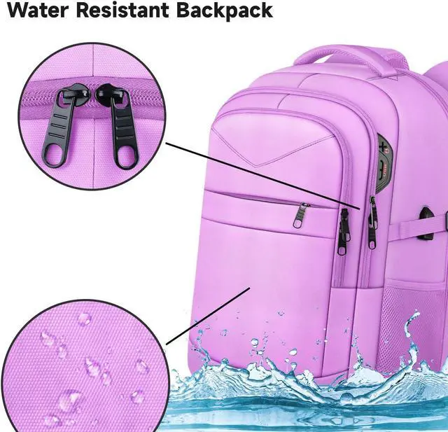 Alt view image 5 of 5 - Lapsouno Large Laptop Backpack, Travel Laptop Backpack, 17.3 Inch Carry on Backpack with USB Port, TSA Travel Bag for Women, College School Backpack for Women, Light Purple