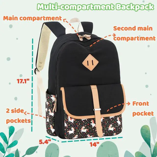 Alt view image 4 of 5 - Leaper Girls Geometric Canvas Backpack Women Travel Shoulder Bag Laptop Bag bag Daypack Water Blue