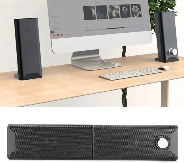 Alt view image 2 of 5 - Soundbar Speaker, 1 Pair of Mini Strip USB Speakers Multimedia Audio Stereo Speaker Wired Desktop Speaker with Subwoofer Subwoofer for Home Computer Laptop