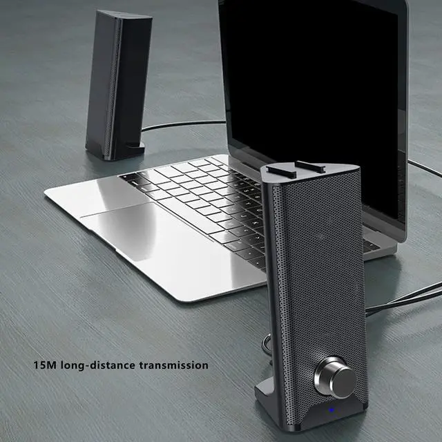 Alt view image 3 of 5 - Soundbar Speaker, 1 Pair of Mini Strip USB Speakers Multimedia Audio Stereo Speaker Wired Desktop Speaker with Subwoofer Subwoofer for Home Computer Laptop