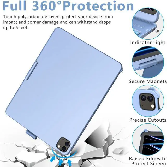 Alt view image 5 of 5 - iPad Pro 11 inch Case with Keyboard, iPad Air 5/Air 4 10.9 inch Keyboard Case with Trackpad, Keyboard Case for iPad Air 5/Air 4 and iPad Pro 1-4 Gen, Backlit 10 Color & 360 Screen Rotation -Ocean Blue