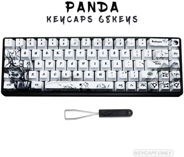 Alt view image 2 of 5 - MOLGRIA Keycaps 68 Set Ink Panda for 68 Keys Keyboard, Custom PBT OEM Profile Key Caps with Keycap Puller for Cherry MX Gateron Khail Switches Gaming Keyboard