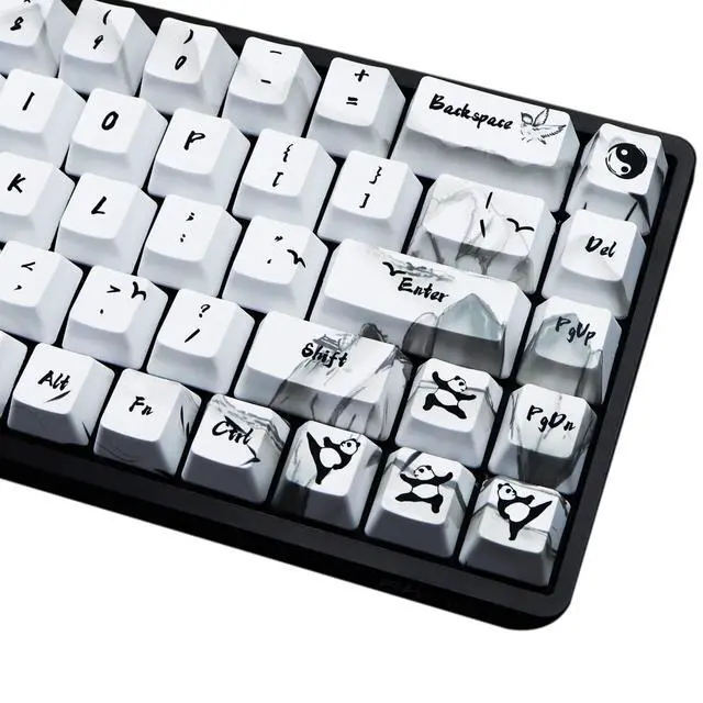 Alt view image 4 of 5 - MOLGRIA Keycaps 68 Set Ink Panda for 68 Keys Keyboard, Custom PBT OEM Profile Key Caps with Keycap Puller for Cherry MX Gateron Khail Switches Gaming Keyboard