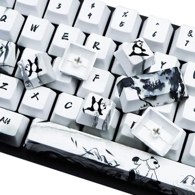 Alt view image 5 of 5 - MOLGRIA Keycaps 68 Set Ink Panda for 68 Keys Keyboard, Custom PBT OEM Profile Key Caps with Keycap Puller for Cherry MX Gateron Khail Switches Gaming Keyboard