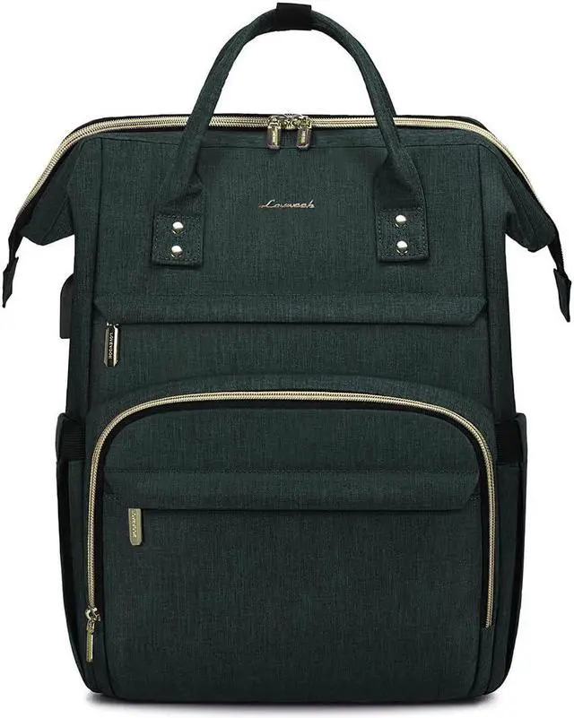 Main image of LOVEVOOK Laptop Backpack for Women,15.6 Inch Professional Womens Travel Backpack Purse Computer Laptop Bag Nurse Teacher Backpack,Waterproof Work Bags Carry on Back Pack with USB Port,Dark Green