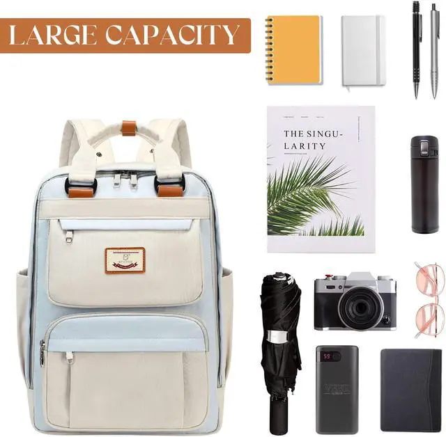 Alt view image 2 of 5 - MYHOZEE School Backpacks for Girls, Laptop Backpack Travel Daypack 15.6 Inch Square Backpacks Casual Aesthetic College Bookbags