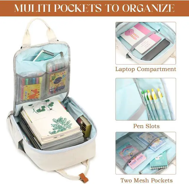 Alt view image 4 of 5 - MYHOZEE School Backpacks for Girls, Laptop Backpack Travel Daypack 15.6 Inch Square Backpacks Casual Aesthetic College Bookbags