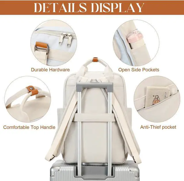 Alt view image 5 of 5 - MYHOZEE School Backpacks for Girls, Laptop Backpack Travel Daypack 15.6 Inch Square Backpacks Casual Aesthetic College Bookbags