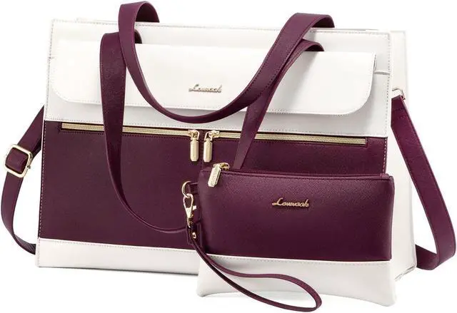 Main image of LOVEVOOK Laptop Bag Women 15.6 Inch Laptop Tote Professional Leather Computer Briefcase Waterproof Shoulder Bag Large Capacity Business Teacher Office Crossbody Purse