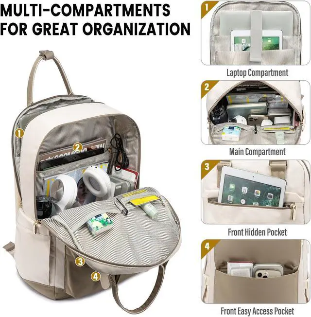 Alt view image 2 of 5 - LOVEVOOK Laptop Backpack for Women, 15.6 Inch Laptop Bag with USB Charging Port, Fashion Water Resistant Daypacks Teacher Nurse Stylish Travel Bags Vintage Computer Backpack for College, Work