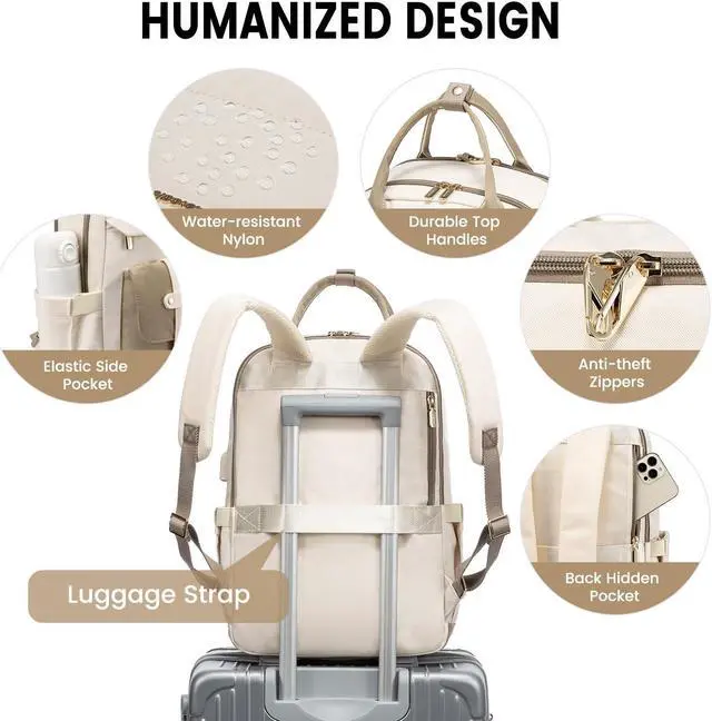 Alt view image 3 of 5 - LOVEVOOK Laptop Backpack for Women, 15.6 Inch Laptop Bag with USB Charging Port, Fashion Water Resistant Daypacks Teacher Nurse Stylish Travel Bags Vintage Computer Backpack for College, Work