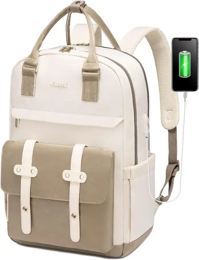 Main image of LOVEVOOK Laptop Backpack for Women, 15.6 Inch Laptop Bag with USB Charging Port, Fashion Water Resistant Daypacks Teacher Nurse Stylish Travel Bags Vintage Computer Backpack for College, Work