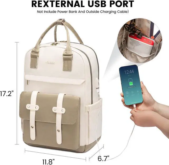 Alt view image 5 of 5 - LOVEVOOK Laptop Backpack for Women, 15.6 Inch Laptop Bag with USB Charging Port, Fashion Water Resistant Daypacks Teacher Nurse Stylish Travel Bags Vintage Computer Backpack for College, Work