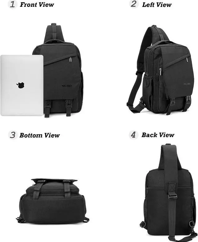 Alt view image 2 of 5 - NICGID Sling Bag Backpack, 13.3'' Laptop Bag Crossbody Shoulder Chest Backpacks Travel Outdoors for Men Women