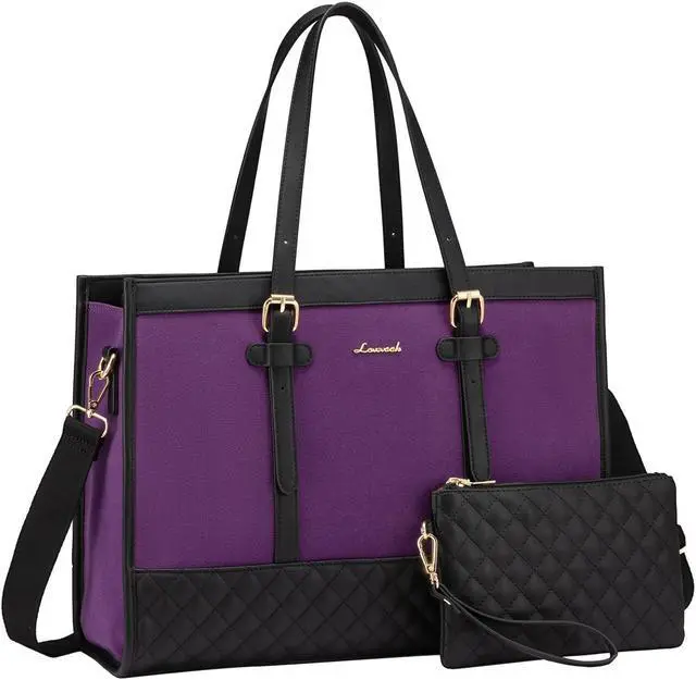 Main image of LOVEVOOK Laptop Bag for Women 15.6 inch Canvas Laptop Tote Bag, Large Capacity Work Bag with Clutch Purse, Computer Bag Office Business Briefcase, Casual Handbag for Travel College Teacher School
