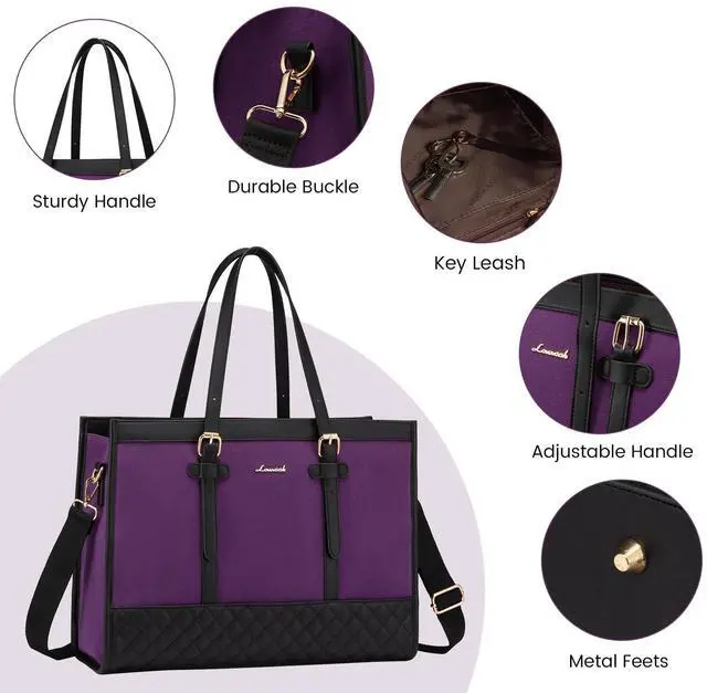 Alt view image 5 of 5 - LOVEVOOK Laptop Bag for Women 15.6 inch Canvas Laptop Tote Bag, Large Capacity Work Bag with Clutch Purse, Computer Bag Office Business Briefcase, Casual Handbag for Travel College Teacher School