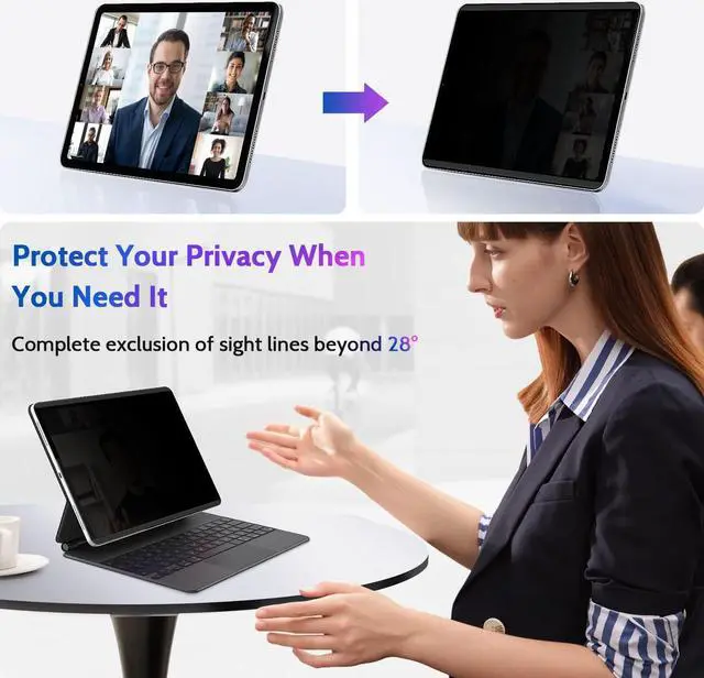 Alt view image 3 of 5 - Peslv Magnetic Privacy Screen Protector for iPad Pro 12.9 Inch 2018 2020 2021 2022, Removable Anti Blue Light Glare Spy Private Filter