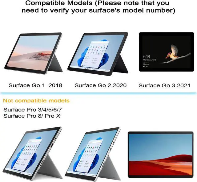 Alt view image 3 of 5 - Qulose Keyboard Case for Surface Go (3/2/1), Magnetic Detachable, Portable Rechargeable Wireless Bluetooth Keyboard with Touchpad- Grey