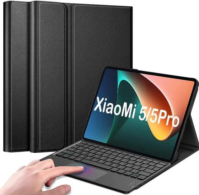 Main image of QYiiD TouchPad Keyboard Case for Xiaomi Mi Pad 5 Pro 11 Inch, Leather Stand Case Cover with Magnetically Detachable Wireless Keyboard for Xiaomi Mi Pad 5/5 Pro, Black