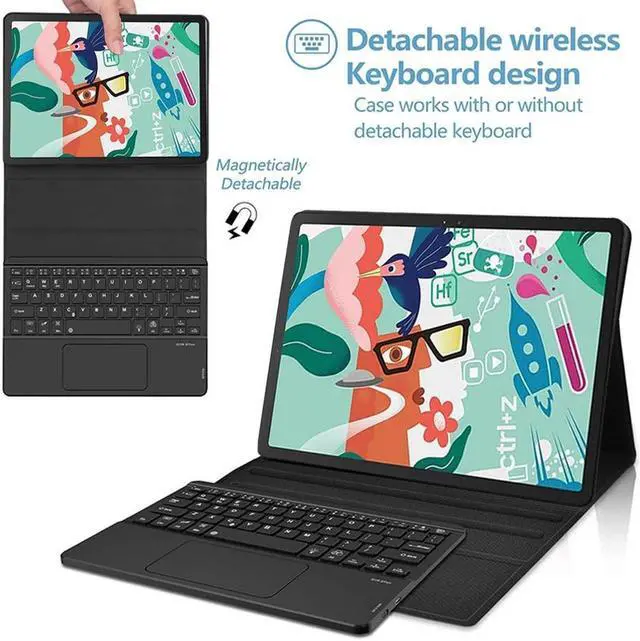 Alt view image 3 of 5 - QYiiD TouchPad Keyboard Case for Xiaomi Mi Pad 5 Pro 11 Inch, Leather Stand Case Cover with Magnetically Detachable Wireless Keyboard for Xiaomi Mi Pad 5/5 Pro, Black