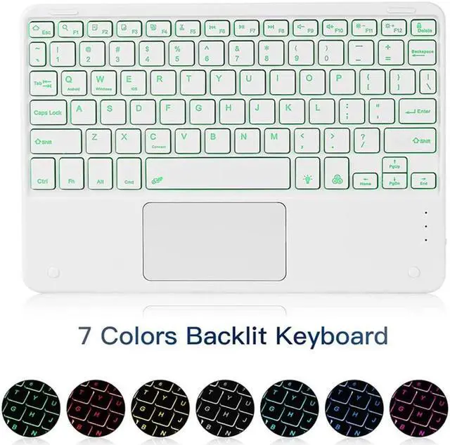 Alt view image 5 of 5 - QYiiD Backlit Touchpad Keyboard Case for Galaxy Tab A7 Lite 8.7" 2021 (SM-T220/T225), PU Leather Stand Cover with Magnetically Detachable Bluetooth Keyboard for Galaxy Tab A7 Lite 8.7", Rosegold