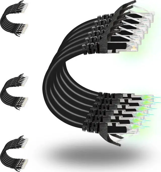 Main image of Rapink Patch Cables Cat6 3ft (24 Pack), Ethernet Patch Cable 10G Support, Cat 6 Patch Cable for Patch Panel to Switch, Flexiable Cat 6 Ethernet Cable with Gold Plated Black