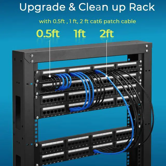 Alt view image 5 of 5 - Rapink Patch Cables Cat6 3ft (24 Pack), Ethernet Patch Cable 10G Support, Cat 6 Patch Cable for Patch Panel to Switch, Flexiable Cat 6 Ethernet Cable with Gold Plated Black