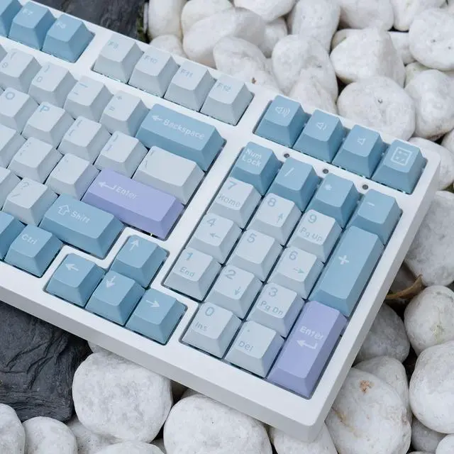 Alt view image 3 of 5 - mintcaps Illusion Keycaps Set Cherry Profile Doubleshot 173 Keys Custom Blue ISO ANSI Keyboard Keycaps for Cherry MX Gateron Kailh Switches Mechanical Keyboards