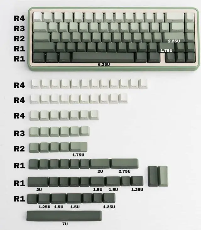 Alt view image 2 of 5 - mintcaps PBT Doubleshot Keycaps 134 Keys Gradient Green Backlit OEM Profile Keycaps Side Print Shine Through Custom Keycaps Set for 60% 65% 75% 100% Cherry Gateron MX Switches Mechanical Keyboard
