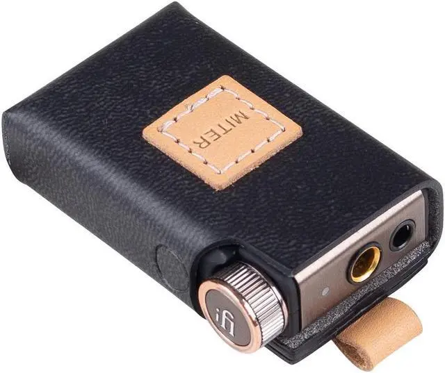Alt view image 5 of 5 - MITER Case for iFi Go Blu DAC, Handmade PU Leather Cover with Necklace Cord for GoBlu (Black)