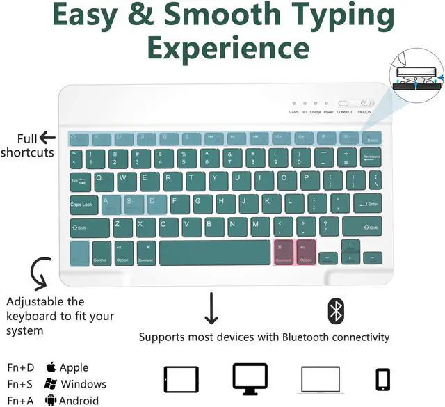 Alt view image 4 of 5 - MMK Keyboard Case for iPad 11th Gen (A16, 2025) & 10th Generation (10.9", 2022), for iPad 11th 10th Generation Case with Keyboard, Wireless Detachable Bluetooth Key Board,Pencil Holder-Midnight Green