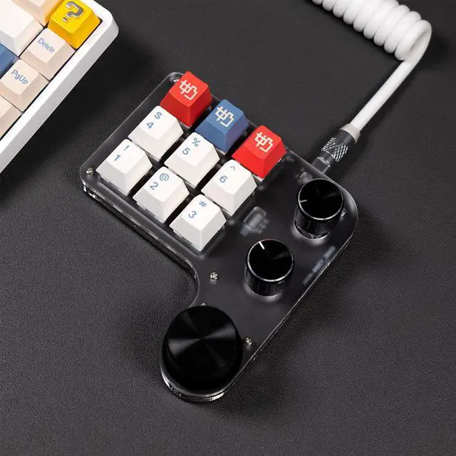 Alt view image 5 of 5 - One Handed Programmable Mechanical Keyboard, 9 Keys 3 Knobs RGB Programmable Macro Keyboard, Custom Shortcut, Dual Mode Connection, Gaming Keyboard!