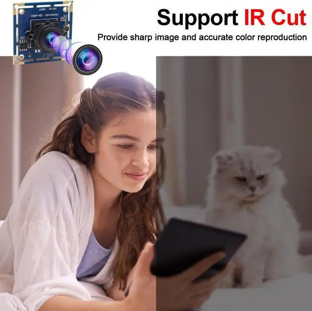 Alt view image 4 of 5 - MMlove USB Camera Module 720P 30FPS HD Webcam with 170 Degree Fisheye Wide Angle Lens IR Cut Embedded Web Camera for Industrial Machine Vision Support Microphone