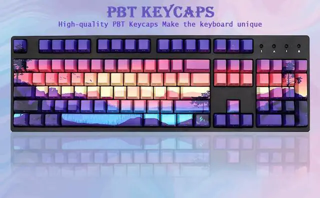 Alt view image 2 of 5 - MOLGRIA 124 Set Light-Go-Through Custom Keycaps, Double-Shot PBT Cherry Profile Key Caps for Most 60/75/98 Percent Cross-Switch RGB Backlit Mechanical Gaming Keyboard ANSI/ISO Layout(Sunset Glow)