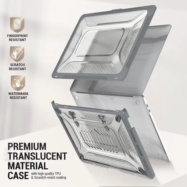 Alt view image 4 of 5 - SEYMAC stock Case for MacBook Pro 14 inch, Shock-Absorbing Protection Case with Folding Stand &Mouse Pad/Bag Case for MacBook Pro 14'' A3112 A3185 A3401 A2918 A2992 2779 2442 m4-m1 2024-2021 (Gray)