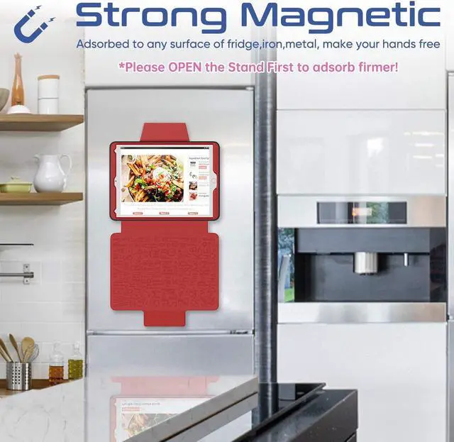 Alt view image 3 of 5 - SEYMAC stock iPad 6th/5th Generation Case/Air 2/Pro 9.7'', Smart Magnetic Auto Sleep Cover with Card Holder, Stand Multi-Angles Feature for iPad 6th/5th / Air 2 / Pro 9.7 2018/2017 (Red)