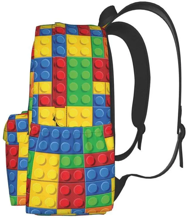Alt view image 3 of 5 - Muxxirt Daily Backpack Colorful Bricks Backpacks Travel Laptop Daypack 17 inch Bags for Men Women