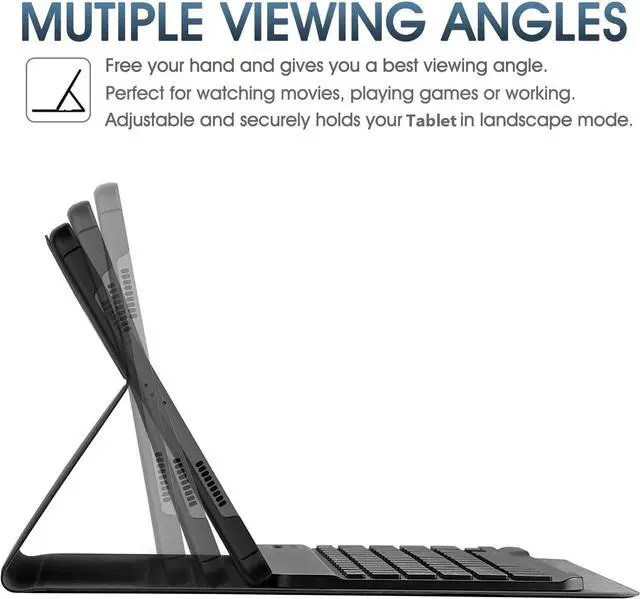 Alt view image 4 of 5 - Nanhent Keyboard Case with Screen Protector for Samsung Galaxy Tab A8 10.5 Inch 2022 (SM-X200/X205/X207), Magnetically Detachable Wireless Bluetooth Keyboard with Slim Lightweight Stand Cover (Tab A8)