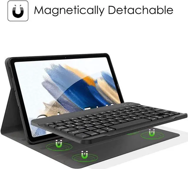 Alt view image 3 of 5 - Nanhent Keyboard Case with Screen Protector for Samsung Galaxy Tab A8 10.5 Inch 2022 (SM-X200/X205/X207), Magnetically Detachable Wireless Bluetooth Keyboard with Slim Lightweight Stand Cover (Tab A8)