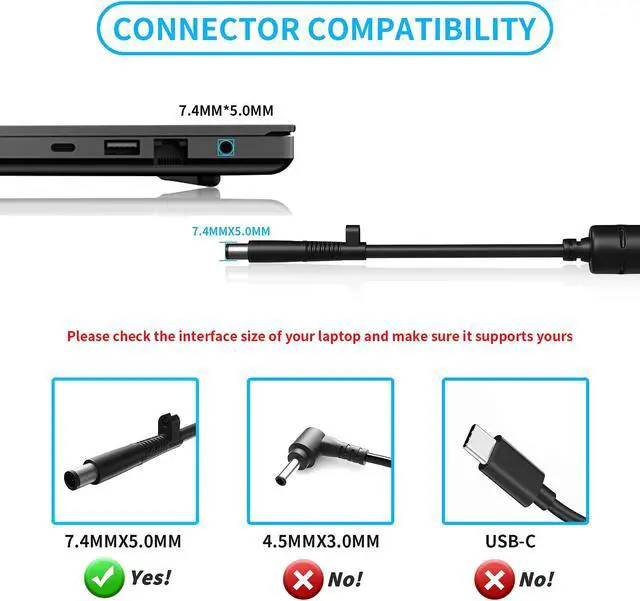 Alt view image 3 of 5 - VHBW Replacement for HP 120W Power Adapter Compatible with HP Envy DV4 5300 DV6 7300 DV7 7000 7300 EliteBook 8460W 8560W Thunderbolt Dock 120W G2 HSTNN-DA25 ADP-120MH AC Adapter
