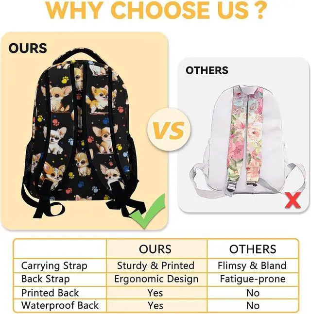 Alt view image 5 of 5 - NICEFORNICE Chihuahua Dog Kids Backpack with Lunch Box, Set of 3 School Backpacks Matching Combo, Cute Black Bookbag and Pencil Case Bundle