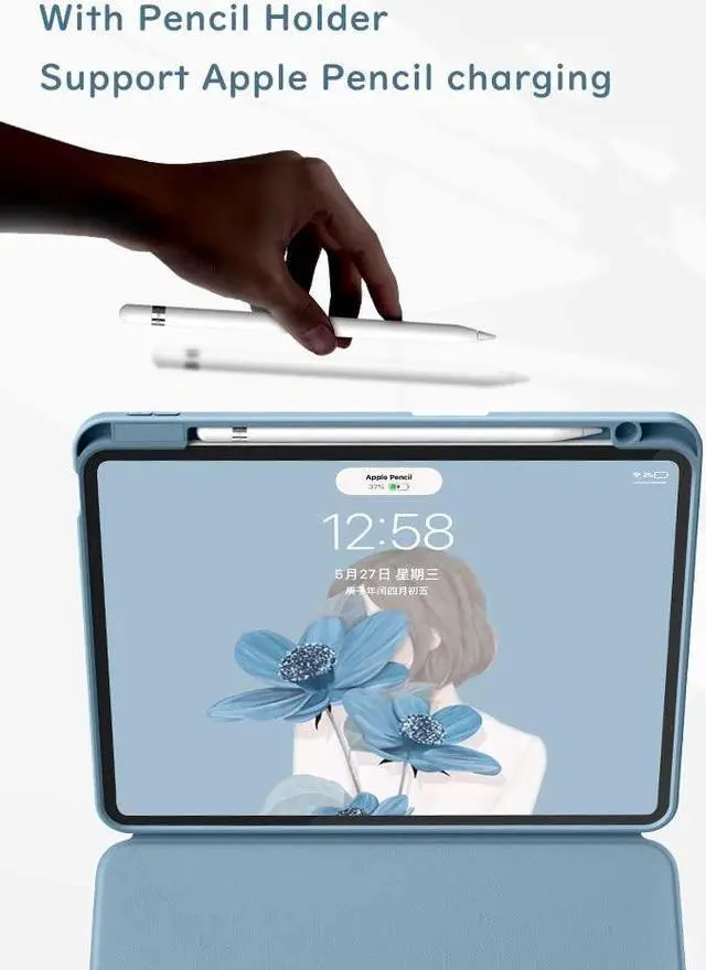 Alt view image 5 of 5 - SOUYOYIHI Vertical Magnetic iPad 6th Generation 5th Gen Air 2 Pro 9.7 Keyboard Case iPad 9.7 inch Round Key Colour Keyboard Magnet Detachable Clear Back Cover with Pencil Holder (Mint Green)