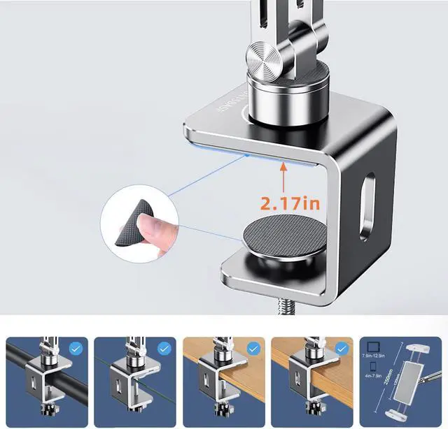 Alt view image 5 of 5 - OATSBASF Phone and Tablet Holder Bed Gooseneck Mount, Aluminum Long Arm Foldable Lazy Stand, Universal 360 Degree Rotatable for iPhone, iPad, Tablet-Silver