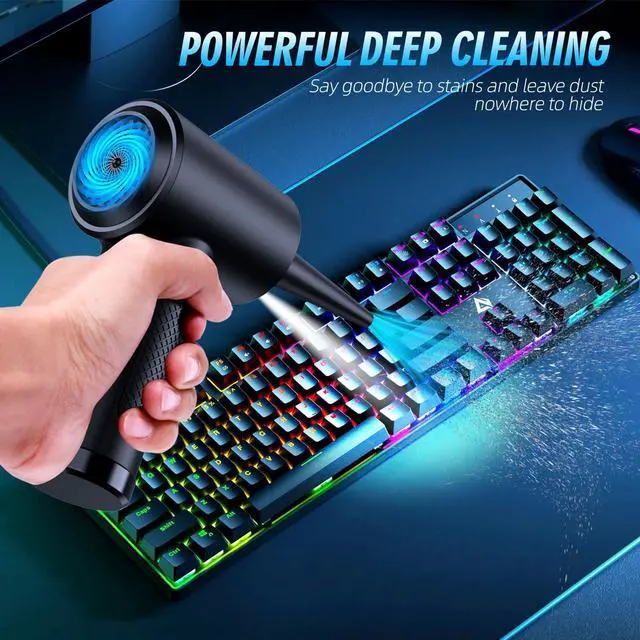 Alt view image 3 of 5 - Achsan Powerful Compressed Air Duster,91000RPM High-Power Electric Air Blower for Dust Removal,Safe for Electronics, Keyboards, PC, Car Interiors,Reusable, Eco-Friendly & Ergonomic Design (Black)