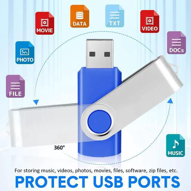 Alt view image 4 of 5 - 50 Pack 128 MB USB 2.0 Flash Drives Bulk with Lanyards USB Thumb Drive Swivel Bulk with LED Light Swivel Pen Jump for Office School Data Storage Backup(128 MB)