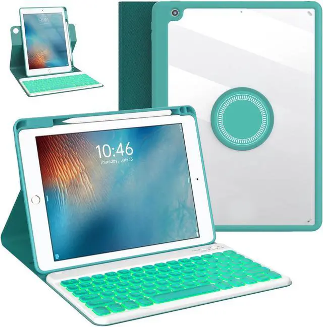 Main image of OYEEICE for iPad 6th Generation Case with Keyboard 9.7 inch - Detachable Backlit Keyboard, Upgraded Magnetic Cover with Pencil Holder for iPad Air 2nd Generation & iPad 6th/5th Gen - Teal
