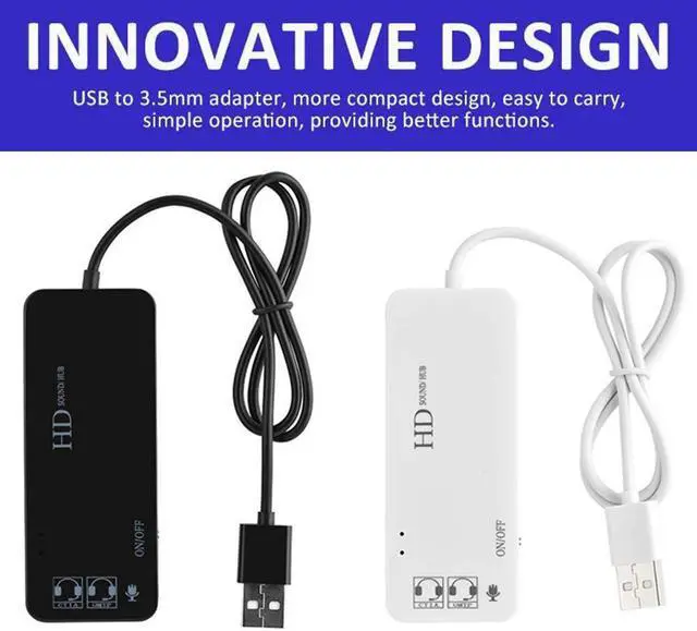 Alt view image 4 of 5 - USB Hubs Audio Adapter External Stereo Sound Card with 3.5mm Headphone and Microphone Jack for Windows, Mac, Linux, PC, Laptops, Desktops, PS4 Computer External USB New Version Grey
