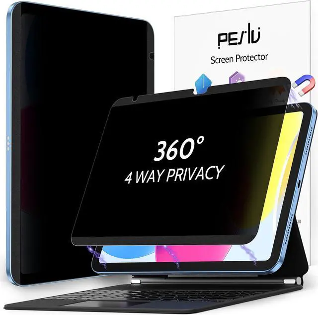 Main image of Peslv 4 Way Magnetic Privacy Screen Protector for iPad 10th Gen 2022 (10.9 Inch), Removable 360 Degree Spy Private Black Security Filter, Anti Blue Light Glare High Sensitive Bubble-Free Easy Install