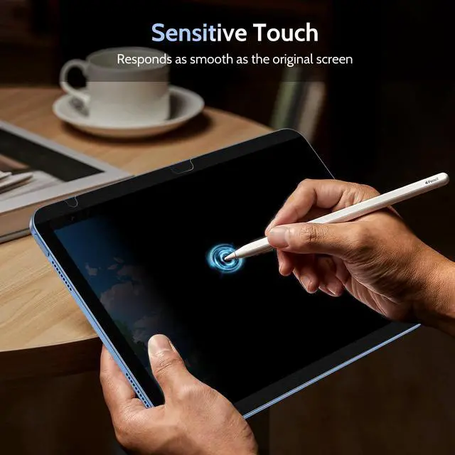 Alt view image 5 of 5 - Peslv 4 Way Magnetic Privacy Screen Protector for iPad 10th Gen 2022 (10.9 Inch), Removable 360 Degree Spy Private Black Security Filter, Anti Blue Light Glare High Sensitive Bubble-Free Easy Install