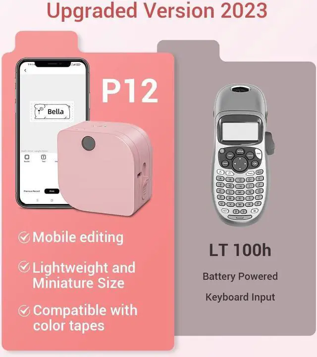 Alt view image 2 of 5 - Phomemo Label Maker Machine - Label Maker Machine with Tape P12, Small Label Printer Compatible with Multiple Color Label Tapes, Mini Bluetooth Label Printer Compatible with iOS Andriod, with 4 Tapes